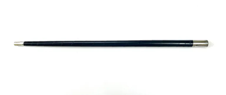 Black pool cue stick on a white background