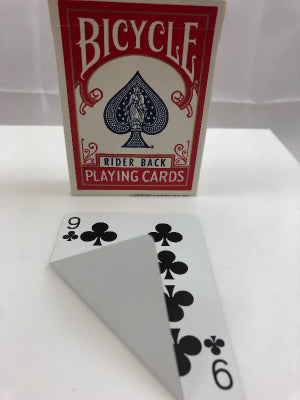 Bicycle playing cards with a red and white box on a white background