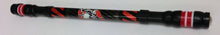 Black and red fishing rod on a white background