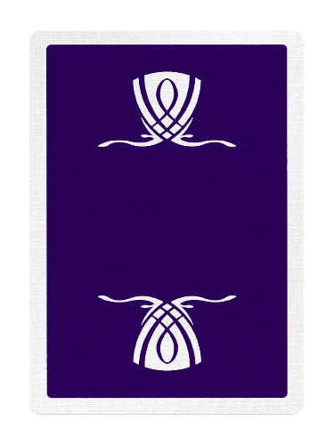 Purple card with white symbols on a white background