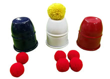 Colorful cups and balls set on a white background