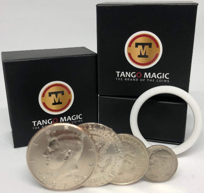 Tango Magic coin and ring set with packaging on a white background