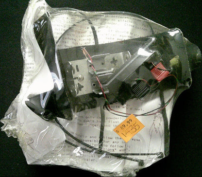 Electrical component in a clear plastic bag on a black background