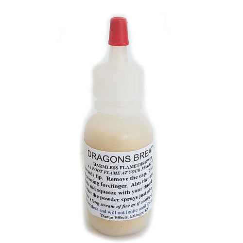 Bottle labeled 'Dragon's Breath' on a white background