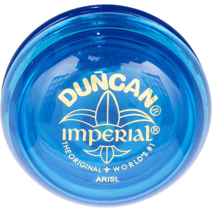 Blue Duncan Imperial yo-yo on a white background