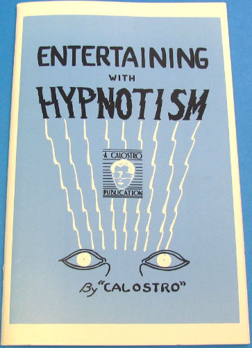 Booklet cover titled 'Entertaining with Hypnotism' by Calostro on a blue background
