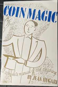 Book cover with a stylized illustration of a person in formal attire and text about 'Conn Magic' by Jean Hugard.