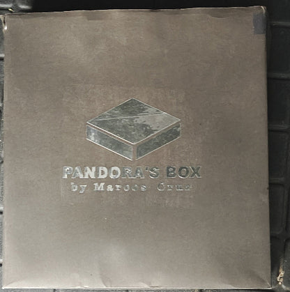 Gray box with 'Pandora's Box by Marcos Cruz' branding on a black background