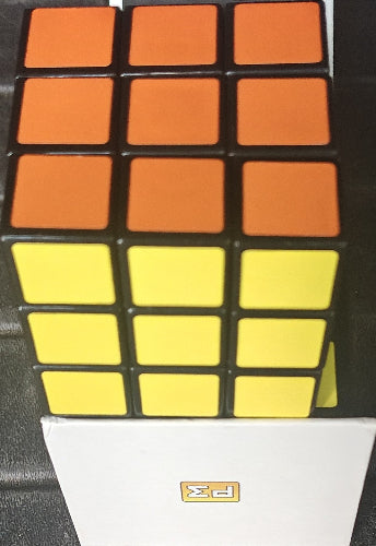 Rubik's Cube with orange and yellow sides on a black background