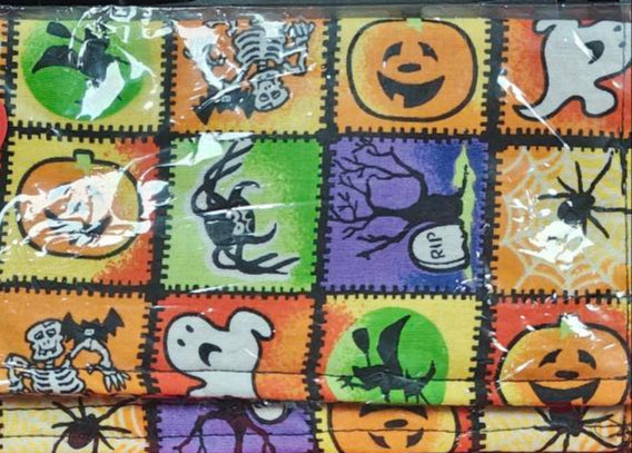 Halloween-themed children's play mat with various designs.