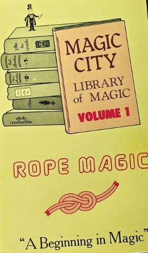 Illustration of books titled 'Magic City Library of Magic Volume 1' and 'Rope Magic'.