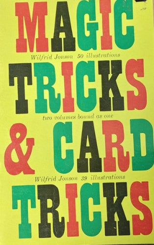 Book cover of 'Magic Tricks & Card Tricks' with colorful text on a yellow background