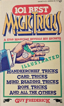 Book cover of '101 Best Magic Tricks' by Guy Frederick with colorful text and illustration.