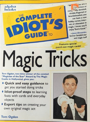 Book cover of 'The Complete Idiot's Guide to Magic Tricks' with a magician on the right side.