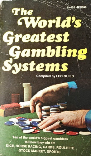 Book cover of 'The World's Greatest Gambling Systems' with a hand holding gambling items.