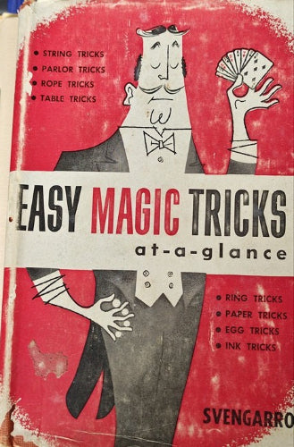 Vintage book cover of 'Easy Magic Tricks' with red and black design
