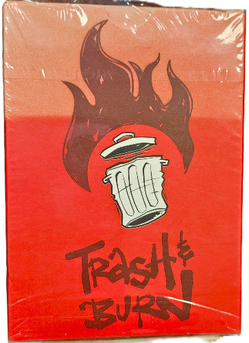 Red box with a graphic of a can and flames, featuring the text 'Trash Burner'.