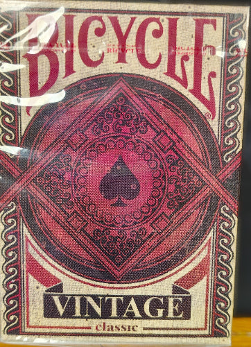 Vintage Bicycle playing card box with red and beige design
