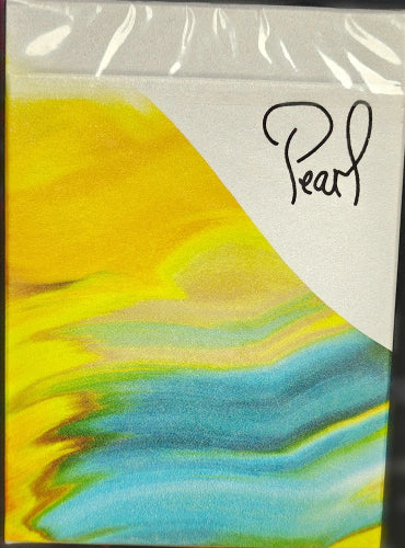 Colorful abstract design with a signature on a white card
