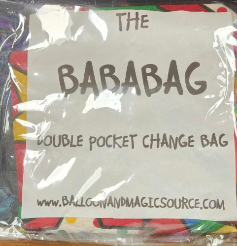 Barabag double pocket change bag with colorful design on a dark background