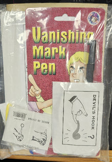 Vanishing Mark Pen packaging with a pen and instructions on a clear background
