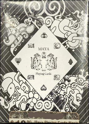 Maya playing cards packaging with intricate designs and 'Iowa Magic Shop' branding.