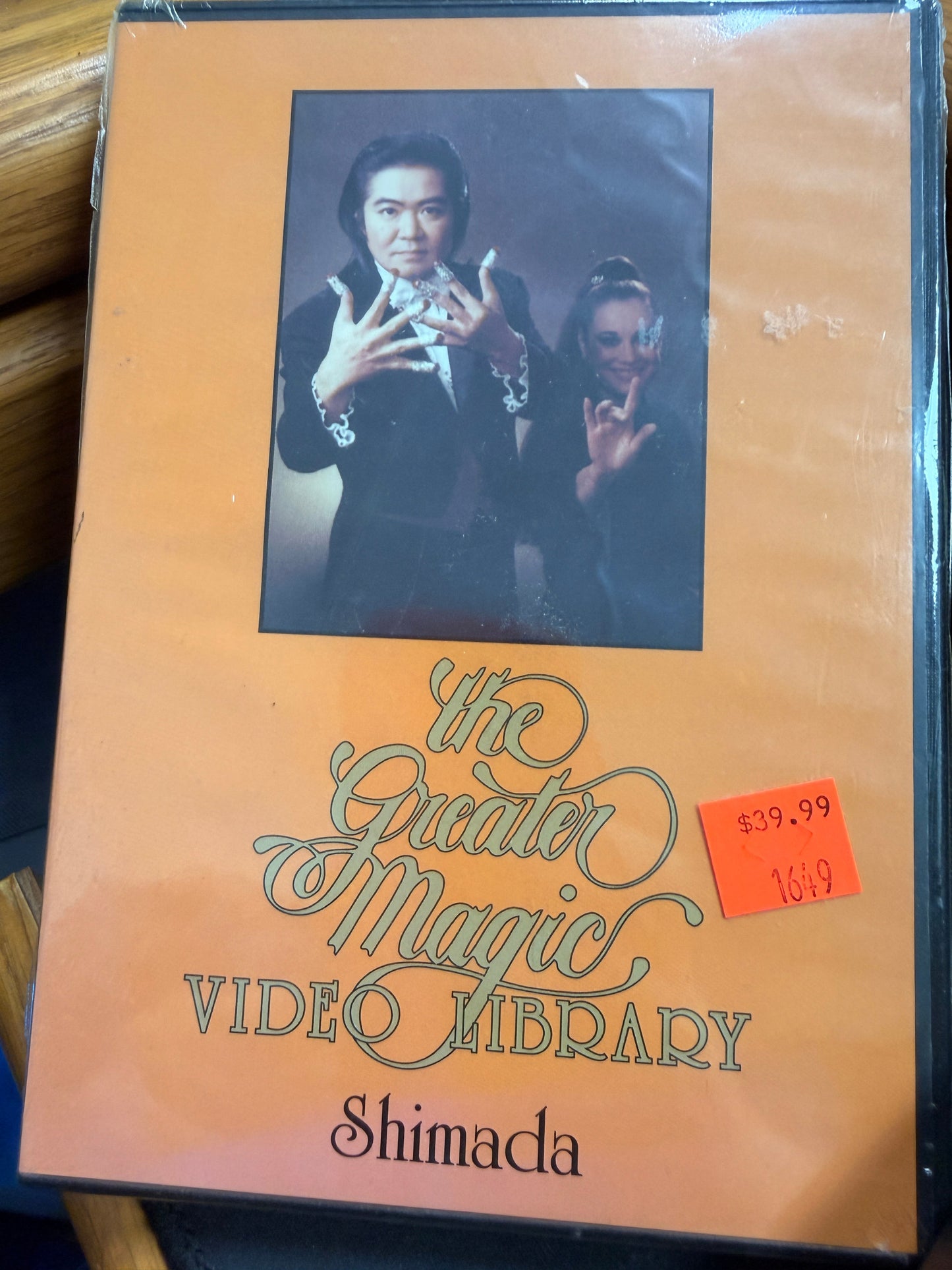 Video library collection with a price tag on the cover