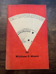 Book cover of 'Improvisations' by William P. Miesel with playing card design on a red background.