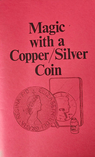 Book cover with text 'Magic with a Copper/Silver Coin' on a red background