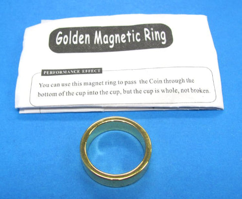 Gold magnetic ring with instructions on a blue background