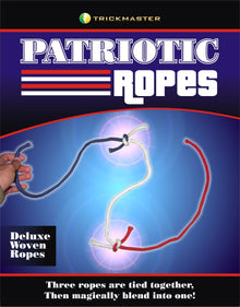 Product packaging for 'Patriotic Ropes' by Trickmaster with a hand holding ropes.