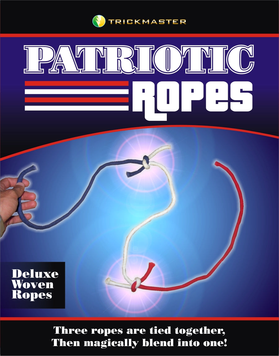Product packaging for 'Patriotic Ropes' by Trickmaster with a hand holding ropes.