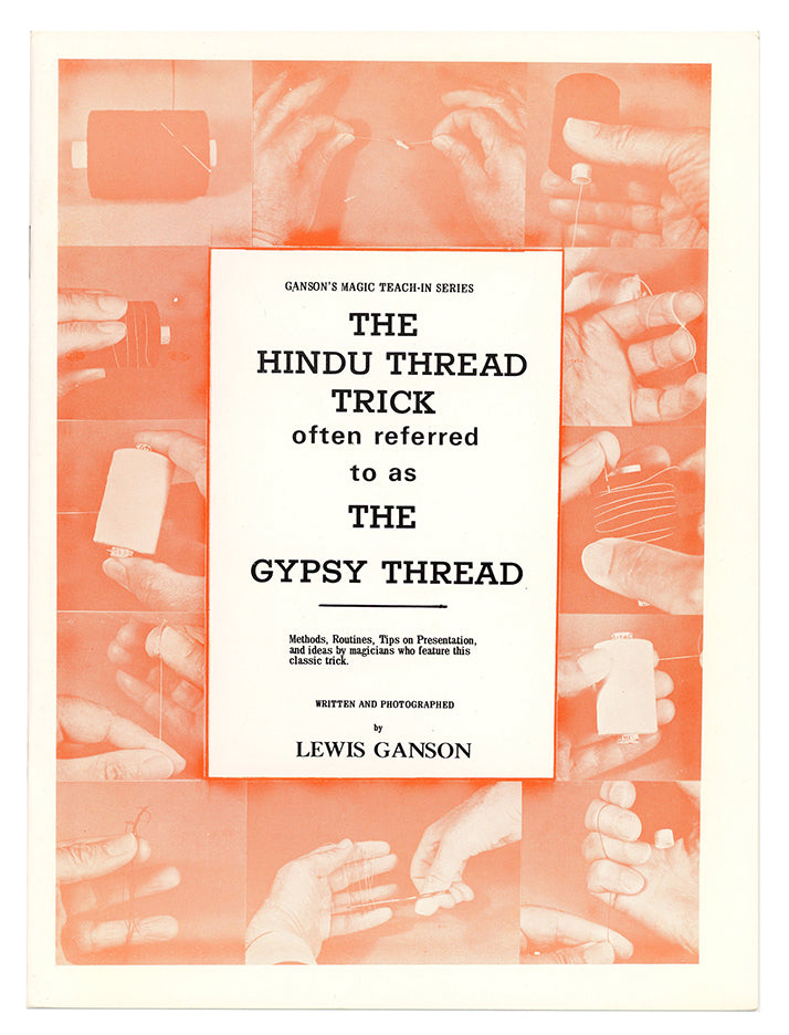 Book cover of 'The Hindu Thread Trick' by Lewis Ganson with a pattern of hands holding thread.