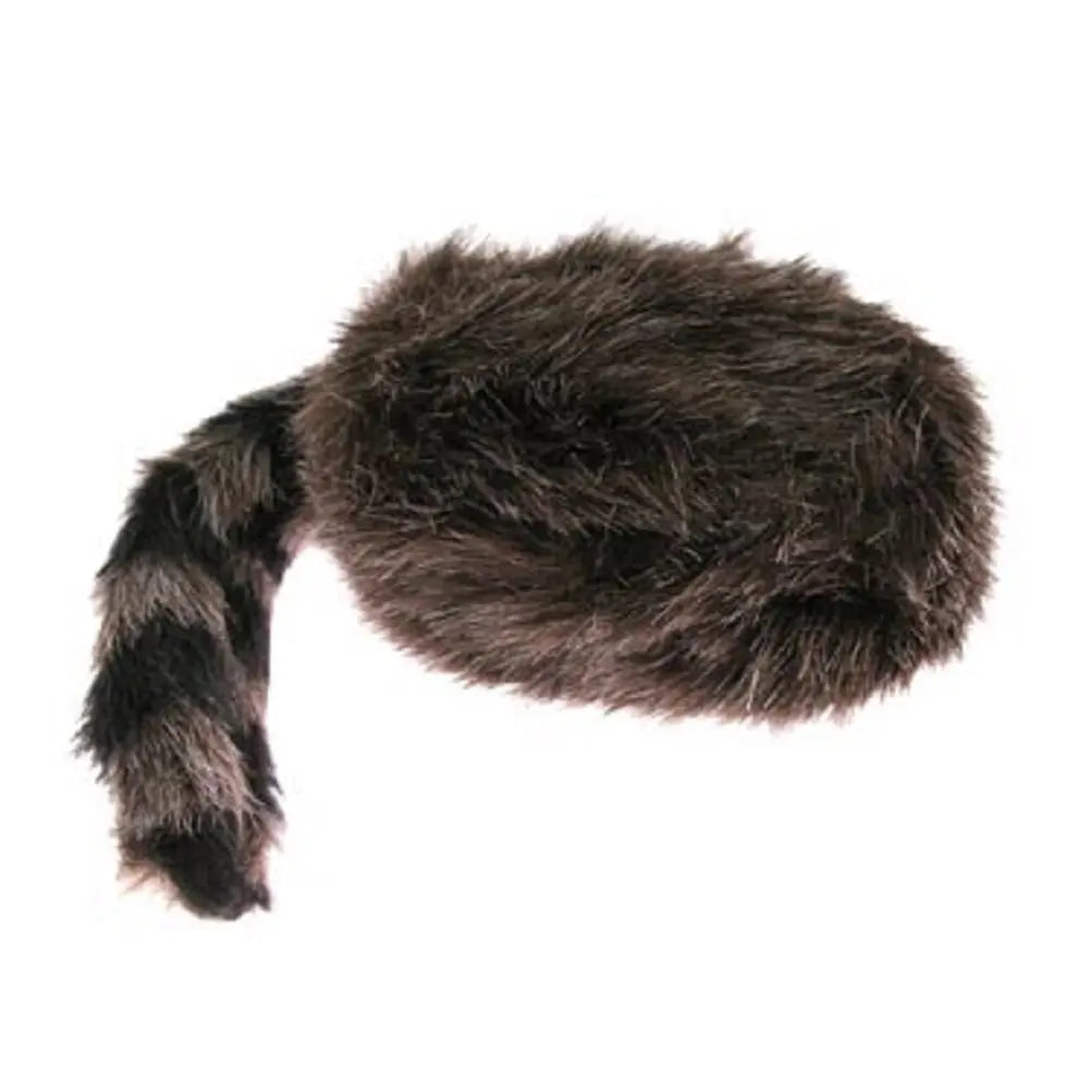 Fur hat with a tail on a white background
