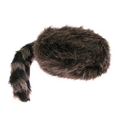 Fur hat with a tail on a white background