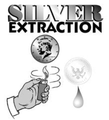 Illustration of a hand holding a lighter with 'Silver Extraction' text and logo.