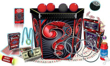 Mentalism kit with various props including cards, balls, and a question mark box.