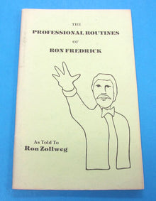 Book cover with a line drawing of a man and text about Ron Fredrick and Ron Zollweg on a blue background