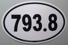 Oval-shaped sticker with the number '793.8' on a white background