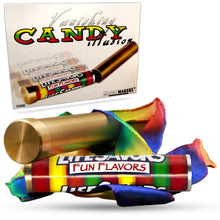 Colorful candy bar with gold wrapper and 'Lifesavers Fun Flavors' label, with packaging in the background.