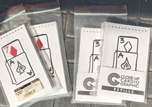 Close-up Cardio Graphic refills in clear packaging on a dark surface