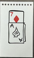 Card with a red seven of diamonds on a white card against a gray background