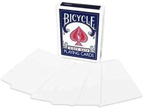 Bicycle playing cards with a blue and red design on a white background
