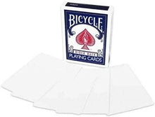 Bicycle playing cards with a blue and red design on a white background