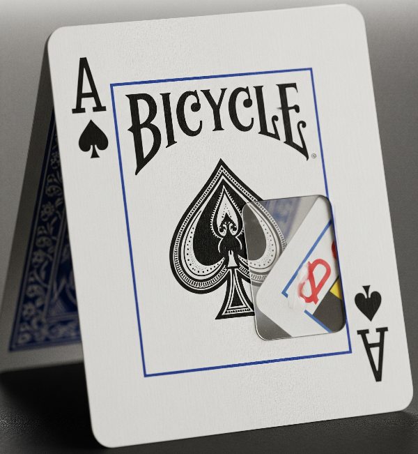 Bicycle brand playing card with ace of spades on a gray background