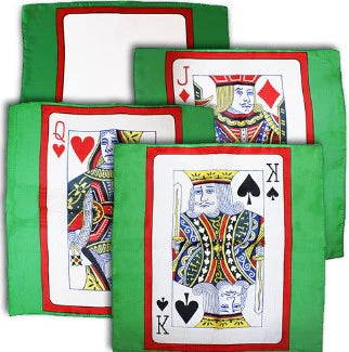 Four playing card coasters with King, Queen, Jack, and King of Spades on a green background.