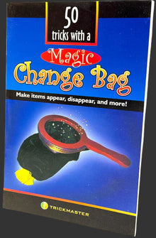 Packaging of a magic change bag with Trickmaster branding on a blue background