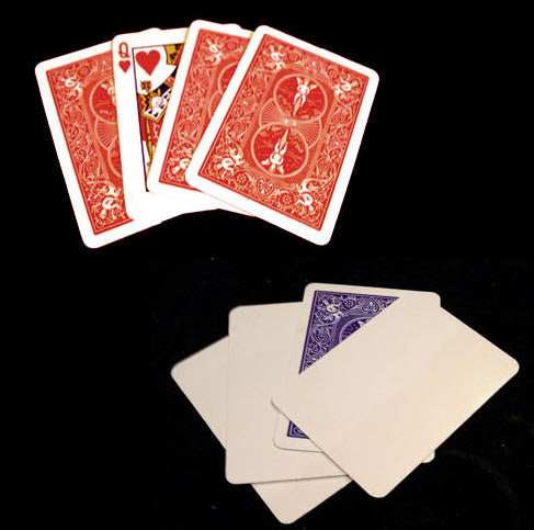 Red playing cards with intricate designs on a black background