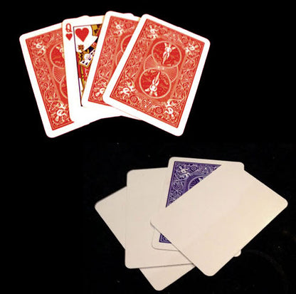 Red playing cards with intricate designs on a black background