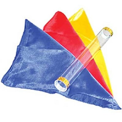 Colorful kite with a transparent handle on a white background